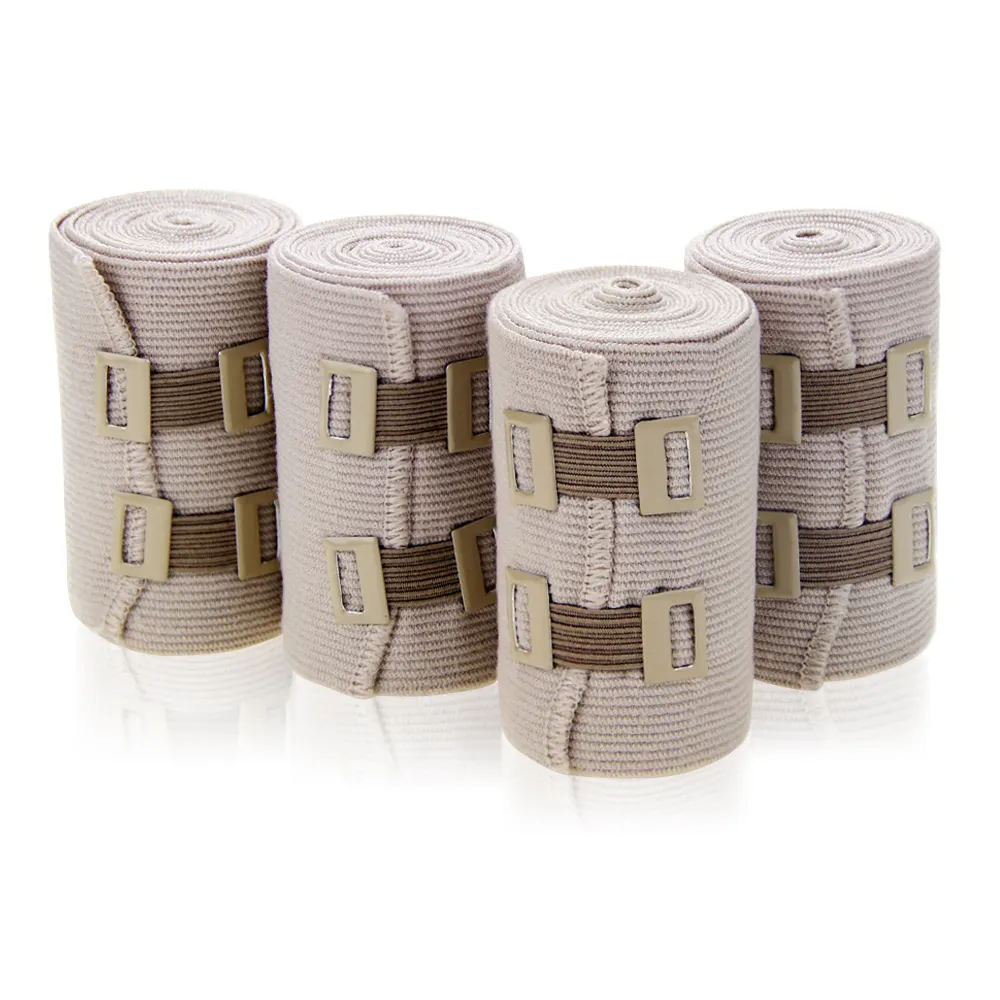 High Compression Elastic Bandage Medical Skin Color with Breathable Aluminum Clip