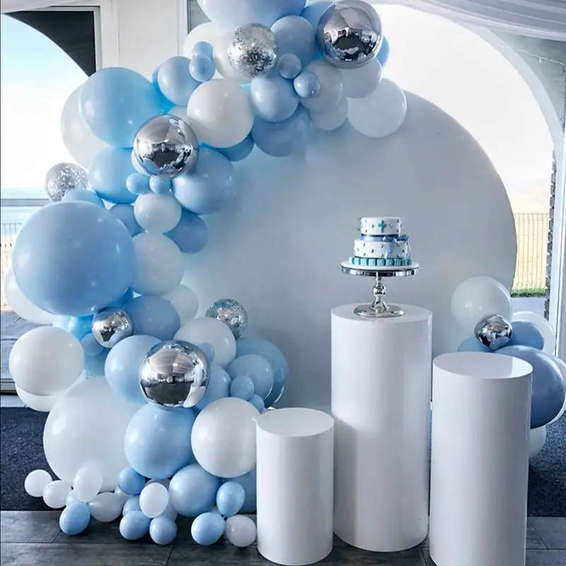 Tampilan logam Set kue makanan penutup alas penutup berdiri bulat silinder pesta alas akrilik putih silinder pernikahan dekorasi acara