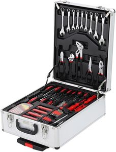 带工具的工具箱带铝制拉杆箱的家用工具套件、可拆卸便携式手动工具箱套件、带泡沫的金属硬外壳 - Product Image 4