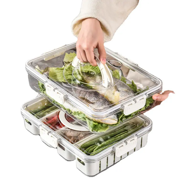 DSMY Frescura de PET Espesado para Refrigerador, Almacenamiento de Frutas y Verduras, Caja Dividida Congelada, Contenedor de Plástico, Contenedor de Alimentos