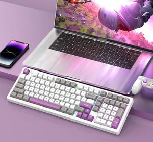 K102 Inalámbrico BT Con cable Tri-mode 101 teclas Ergonomía Intercambio en caliente RGB Computadora Gamer Gaming Teclado mecánico - Product Image 2