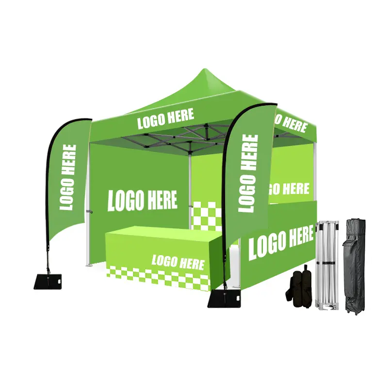 Tenda pieghevole per fiere con baldacchino Pop-Up con tenda Gazebo stampata personalizzata in alluminio per eventi all'aperto a parete 10 x10ft vendite tenda 3x3