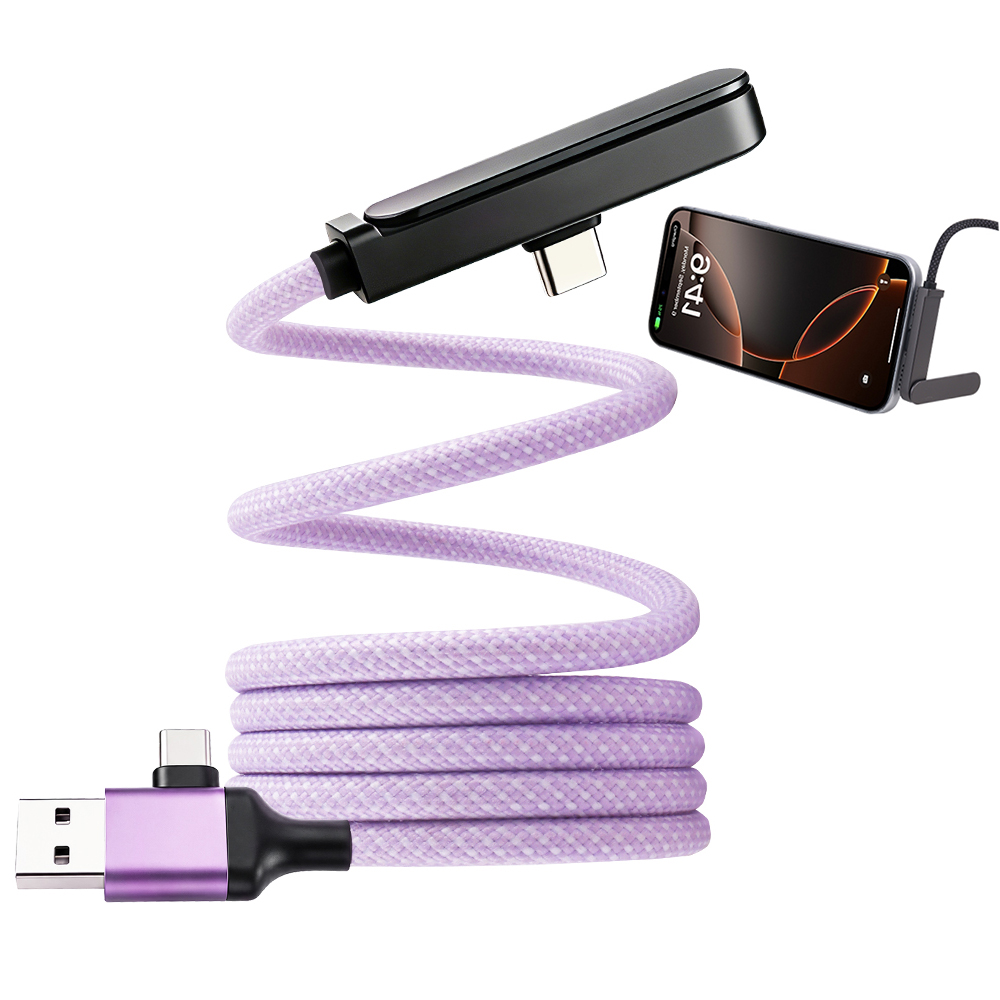 Support de téléphone magnétique violet Câble de charge rapide 60 W