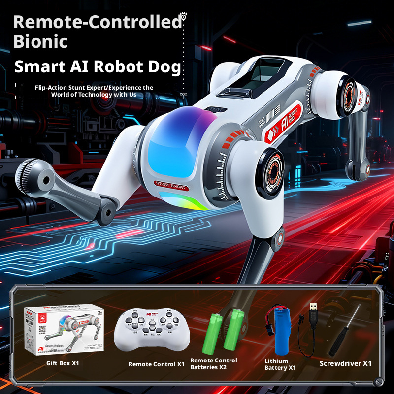 Le petit chien robot de retournement de rois marchands chante et danse - une pâte