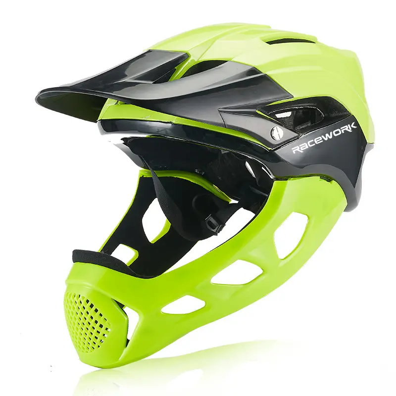 RACEWORK 산악 자전거 크로스 컨트리 내리막 헬멧 DH AM FR 전체 얼굴 헬멧 익스트림 스포츠 안전 헬멧