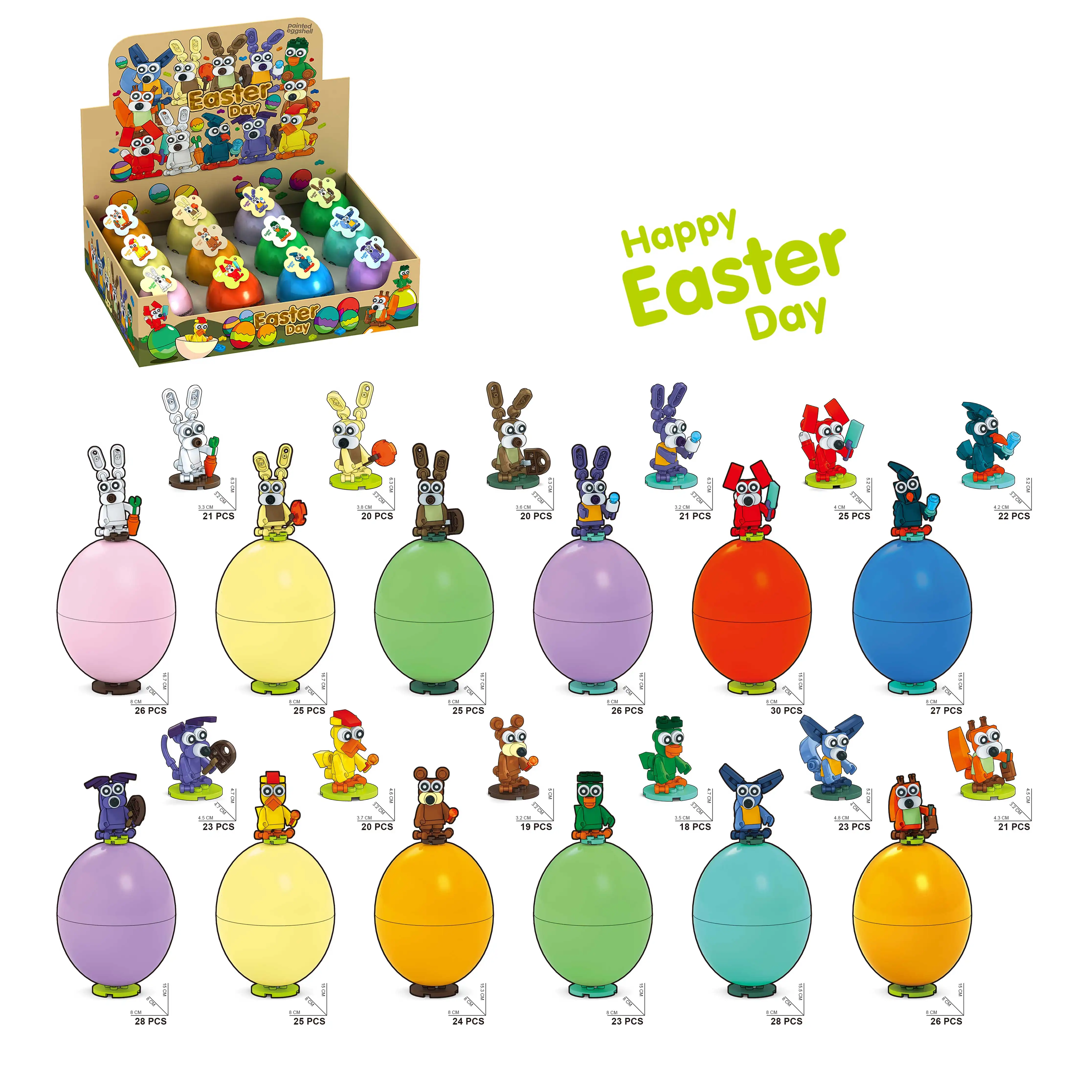 Novedades 2024 Kid Toy Animal DIY Building Block Huevo de Pascua Candy Toy Assemble Rabbit Block Set para niños Promoción Regalo Top