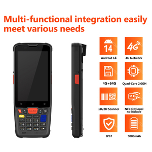 <strong>Android</strong> 14 <strong>PDA</strong> <strong>with</strong> 2D <strong>QR</strong> Barcode Scanner <strong>Reader</strong> Wifi 4 Inch Data Collector Wireless Mobile 4G Terminal Device - Product Image 2