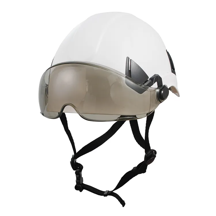 Cappello rigido da costruzione con cinturino per sottogola regolabile e casco di sicurezza industriale con visiera ANSI Z89.1