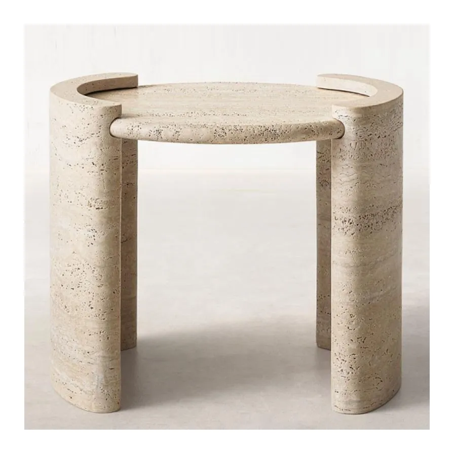 Mesa de centro informal con diseño escandinavo para sala de estar, mesa de café pequeña con diseño minimalista, travertine premium sense, estilo retro