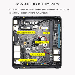 HLY Fanless industriale Mini PC Intel Core i3 i5 Celeron J4125 2 Gbe LAN 2 RS232 Win10 Linux supporto 4G LTE WIFI 64GB uso DDR4 - Product Image 2
