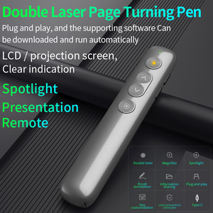 Doppia penna puntatore Laser RF presentatore Wireless telecomando riflettore lente d'ingrandimento pagina PPT Clicker per Techer Meeting - Product Image 2