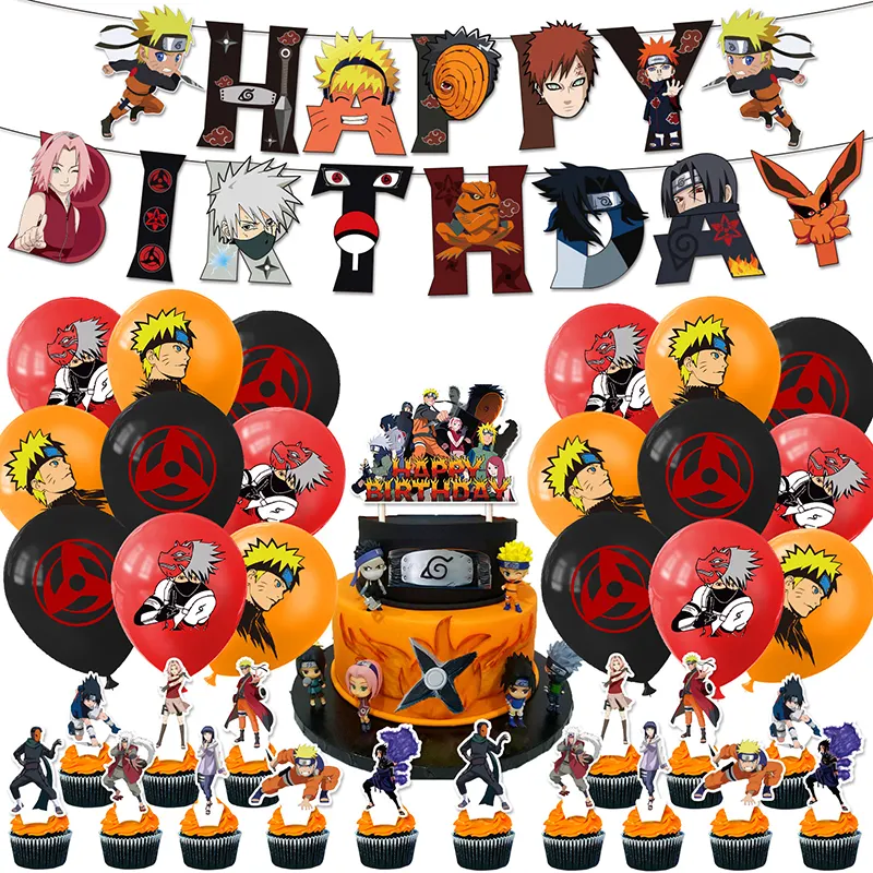 Wholesale Cartoon Anime Ninja Kakashi Theme Birthday Party Decoration With Banner Balloon Party Supplies Kids Party Decoration
