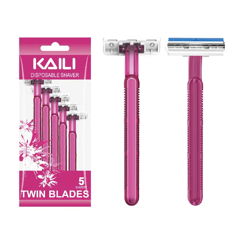 Lâminas de barbear descartáveis para mulheres cor rosa em aço inoxidável