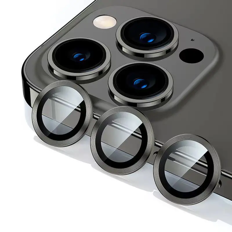아이폰 13 14 프로 최대 휴대 전화 카메라 렌즈 보호기 강화 유리 금속 핸드폰 렌즈 화면 보호기 필름