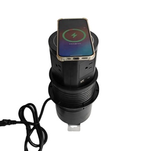 Enchufe de torre hidráulica montado en escritorio incorporado Enchufe de escritorio multifunción empotrado Enchufe emergente con cargador inalámbrico - Product Image 3