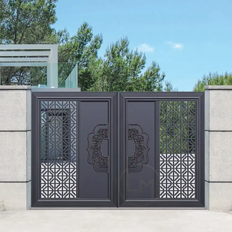 Porte d'entrée principale en aluminium pour maison moderne Porte de clôture de jardin pivotante Portes d'entrée en aluminium