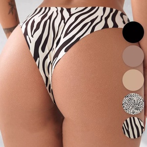 Bragas de mujer en forma de V de seda de hielo sin costuras con logotipo personalizado Tanga sexy Tanga sin costuras ropa interior - Product Image 3