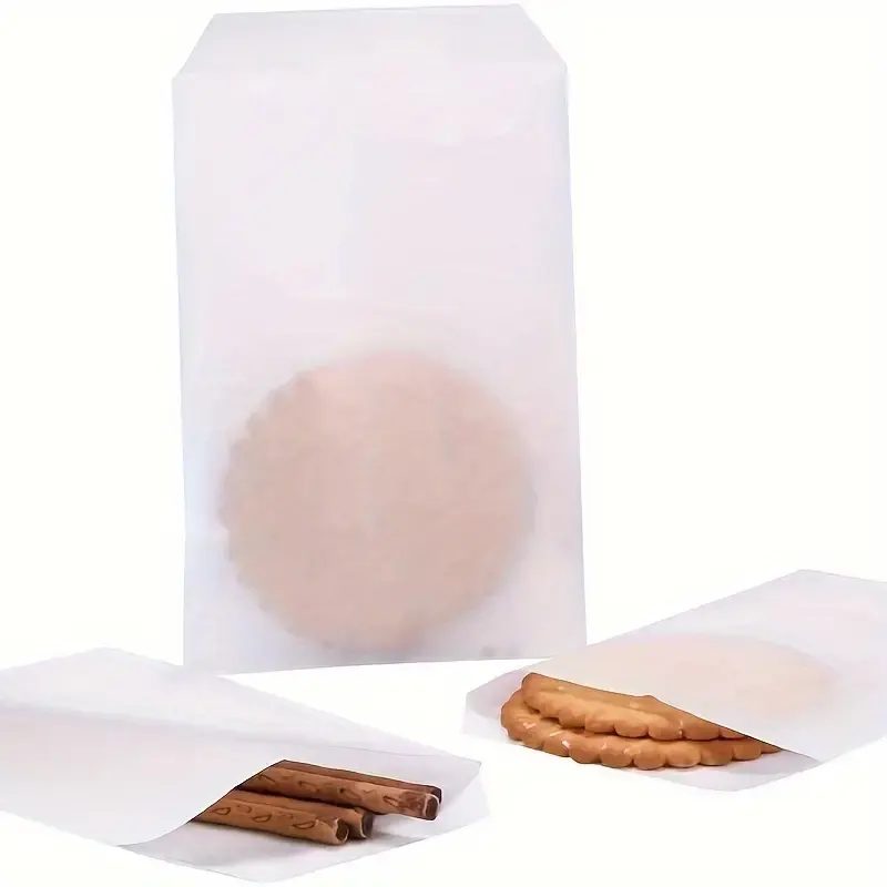 Özel logo Glassine mumlu kağıt torbalar tek kullanımlık patates kızartması kızarmış tavuk çerez patlamış mısır ambalaj poşetleri