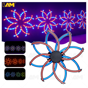 New Styles Stage Lights Double Layer Rotatable DMX Control 16 Leaves 576*0.3W <strong>LED</strong> 5050 <strong>RGB</strong> 3in1 Lamp Bead Windmill Light for DJ - Product Image 1