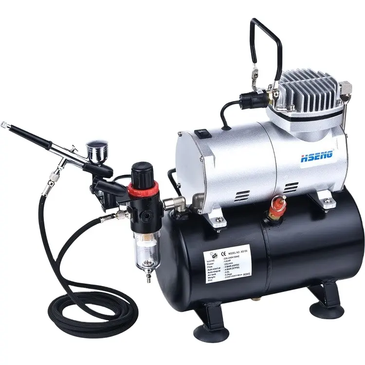 1/4HP aerografo profissional para bolos kit compressor escova com aerógrafo