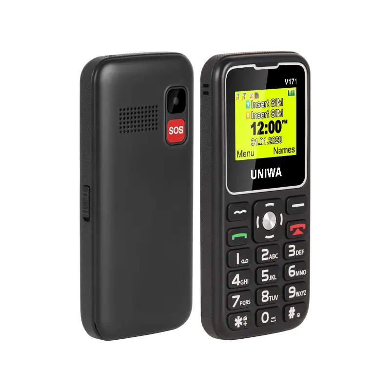 UNIWA V171 Big Button-Mobiltelefon für ältere Menschen, entsperrtes Senior-Mobiltelefon mit SOS-Not taste, 1000-mAh-Akku