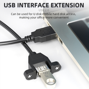 USB2.0 A ชายกับหญิงที่มีสกรูน็อตล็อค USB 2.0แผงเมาสายต่อ - Product Image 5