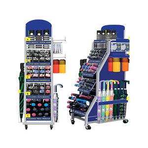 OEM tùy chỉnh cửa hàng bán lẻ sàn đen kim loại ô hiển thị đứng với bánh xe - Product Image 6