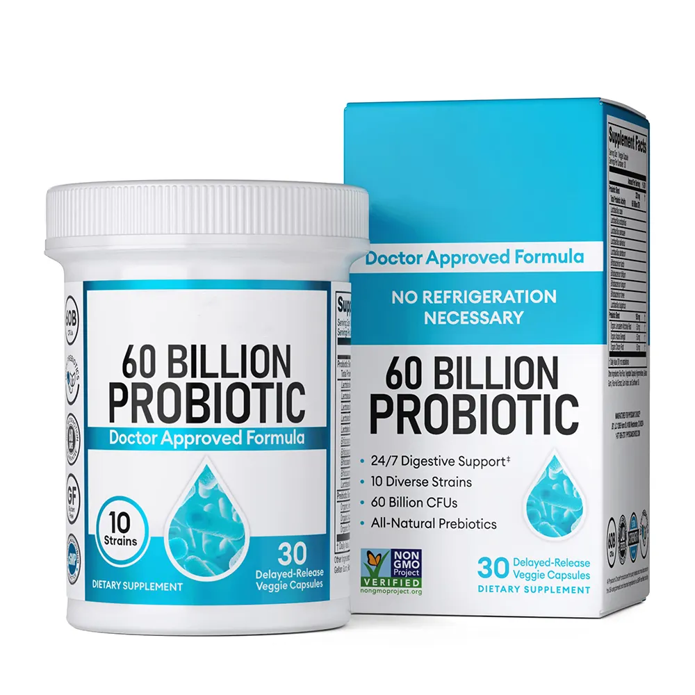 OEM kapsul probiotik 60 miliar CFU prebiotik kapsul probiotik usus kesehatan pencernaan suplemen untuk wanita & Pria