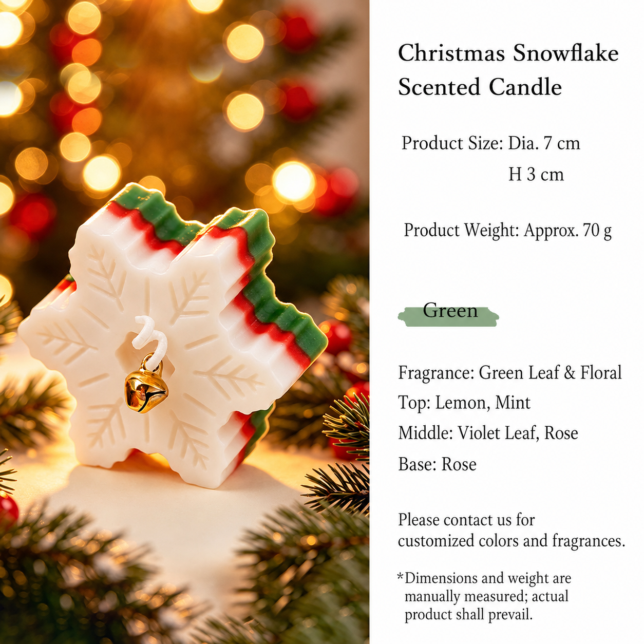 Snowflake Scented Candle-Green