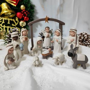 Modern çevre dostu reçine zanaat süs doğum seti ayı iş hediyeler için hayvan figürleri dini Anime noel seti 12 - Product Image 4