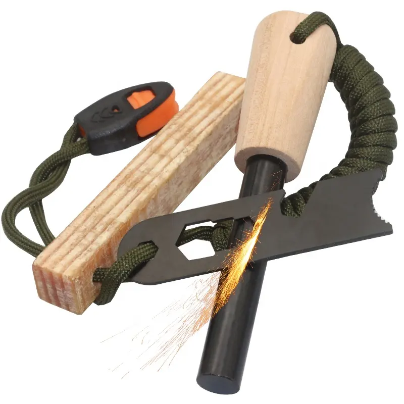 12mm dickes Firesteel Survival Outdoor-Aktivitäten Emergency Fire Starter Kit mit Fatwood Tinder