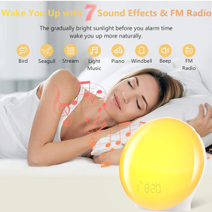 Moderna RGB Tramonto LED Sveglia USB per Ricarica Lampada da Tavolo da Notte Sunrise Wake Luce Digitale Timer per il comodino - Product Image 4