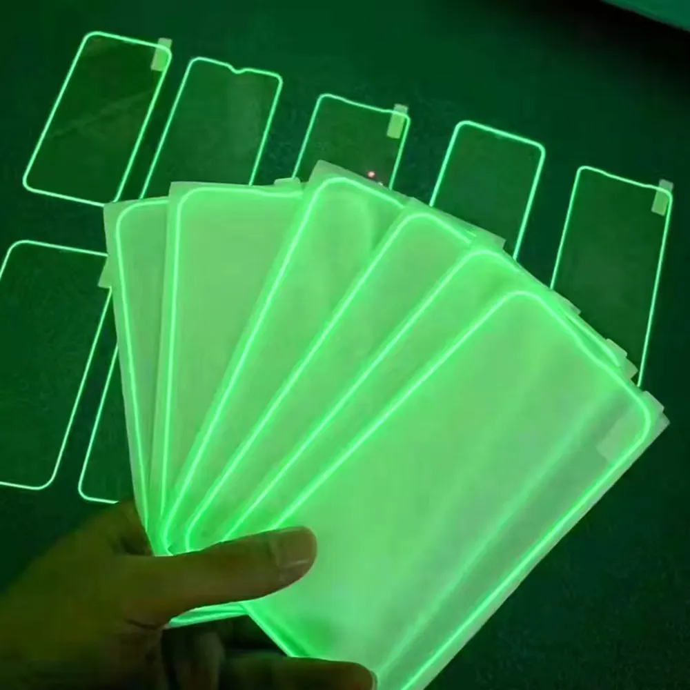 Protezione dello schermo in vetro temperato luminoso fluorescente per Iphone 13 11 12 pro max xs pellicola luminosa notturna xr per Samsung