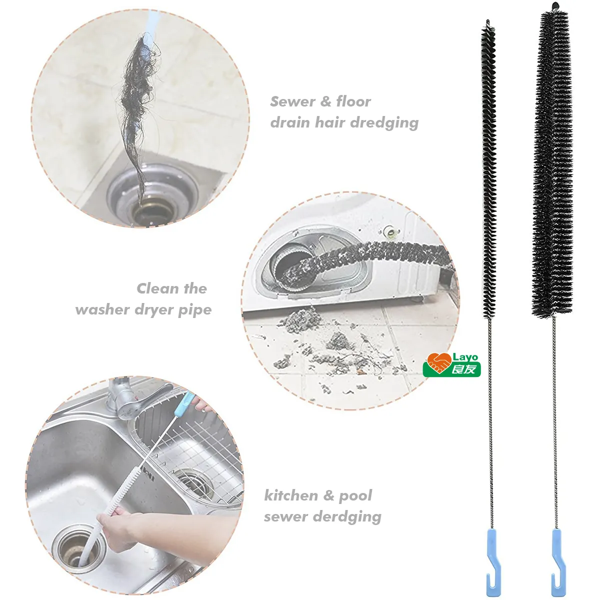 Stainless Steel Pipe Dredge Bendable Hanging Sink Cleaning Tool Brush For Kitchen Toilet Sewer Water Pipe Dryer Vent Dust Hose