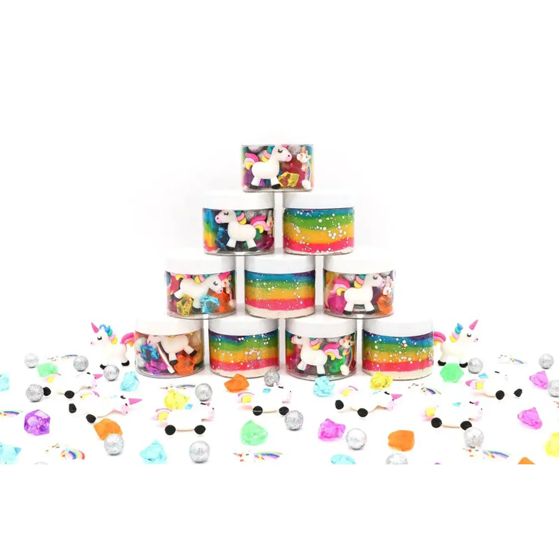 Novo Sensorial Bin Ferramentas para Crianças Rainbow Unicorn Dough Jars Não-tóxico Air Dry Clay Brinquedos Educativos Super Light Clay para Crianças