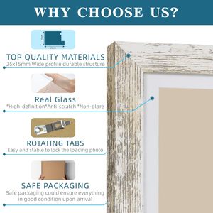 Set of <strong>4</strong> <strong>8x10</strong> Distressed White Wooden Picture <strong>Frames</strong> with Real Glass Customizable Size for Wall or Tabletop for 8 by 10 Photos - Product Image 2