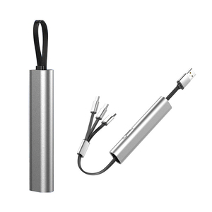 Yaratıcı hediye Metal malzeme geri çekilebilir 3 in 1 Usb şarj kablosu hızlı şarj tipi c cep telefonu şarj kablosu özel - Product Image 1