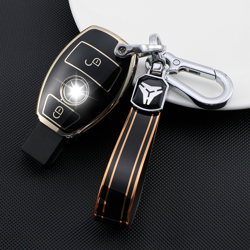 2 button cover+TPU keychain-black