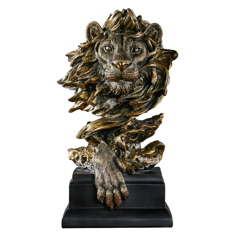 Escultura de Animal estilo europeo, decoración para el hogar, cabeza de león de resina