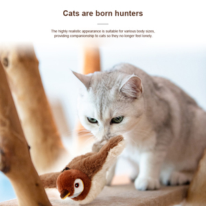 厂家批发热卖仿真鸣叫鸟猫互动玩具自动猫猫薄荷玩具带拍打翅膀 - Product Image 3