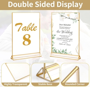 Vàng <span class=keywords><strong>Acrylic</strong></span> giữ dấu hiệu <span class=keywords><strong>4x6</strong></span> inch đám cưới Bảng số khung dọc hai Mặt hiển thị hình ảnh vàng khung - Product Image 4