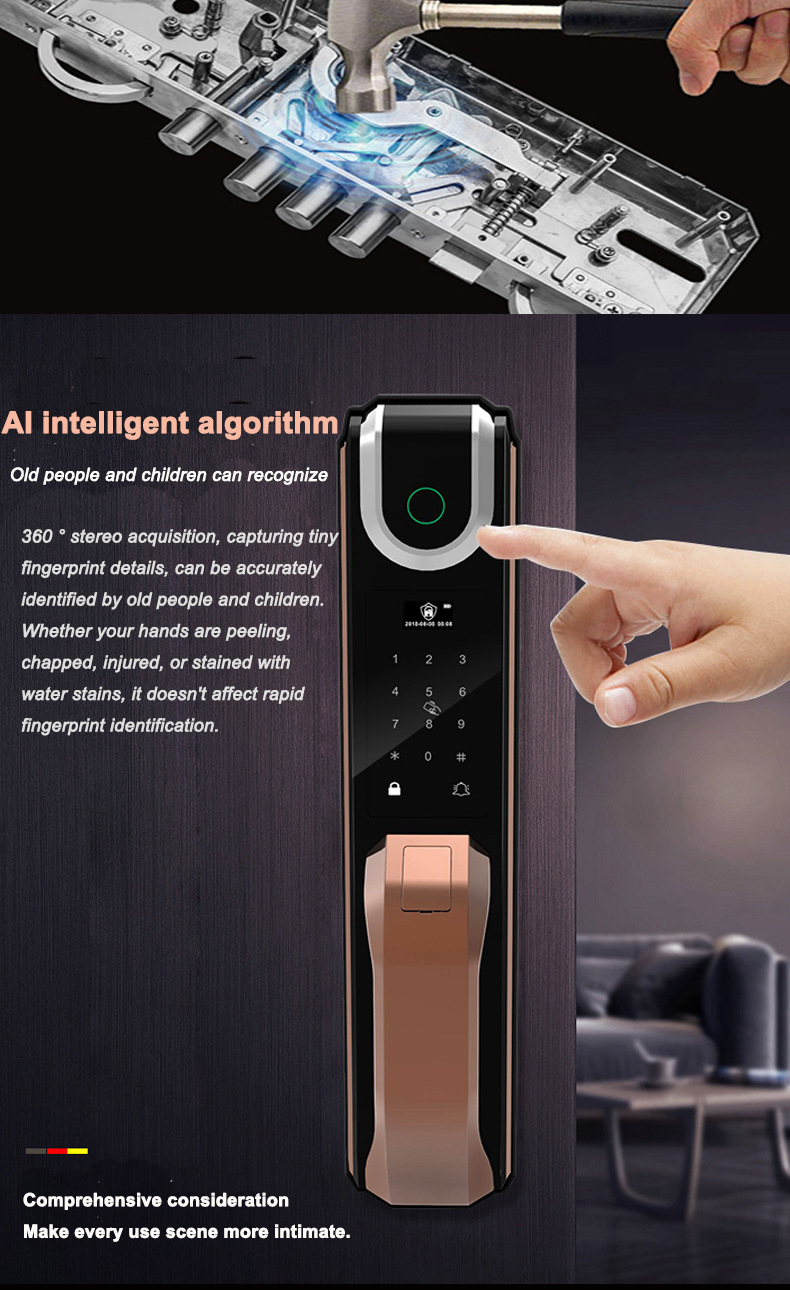 Intelligent door lock hierarchical smart management touch sensing unlocking record multiple verification safety fingerprint lock