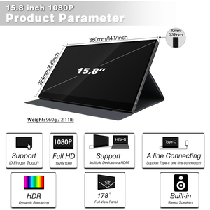 Pantalla de 15,8 pulgadas 1080P full HD IPS, pantalla táctil para juegos con USB C, monitor portátil para mac, portátil y PC - Product Image 3