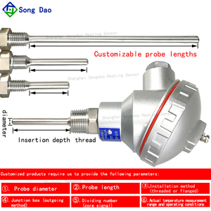 Pt100 Wasserdichte Temperatur mess sonde Wärme widerstand WZP-231 integriertem Temperatur transmitter sensor - Product Image 3