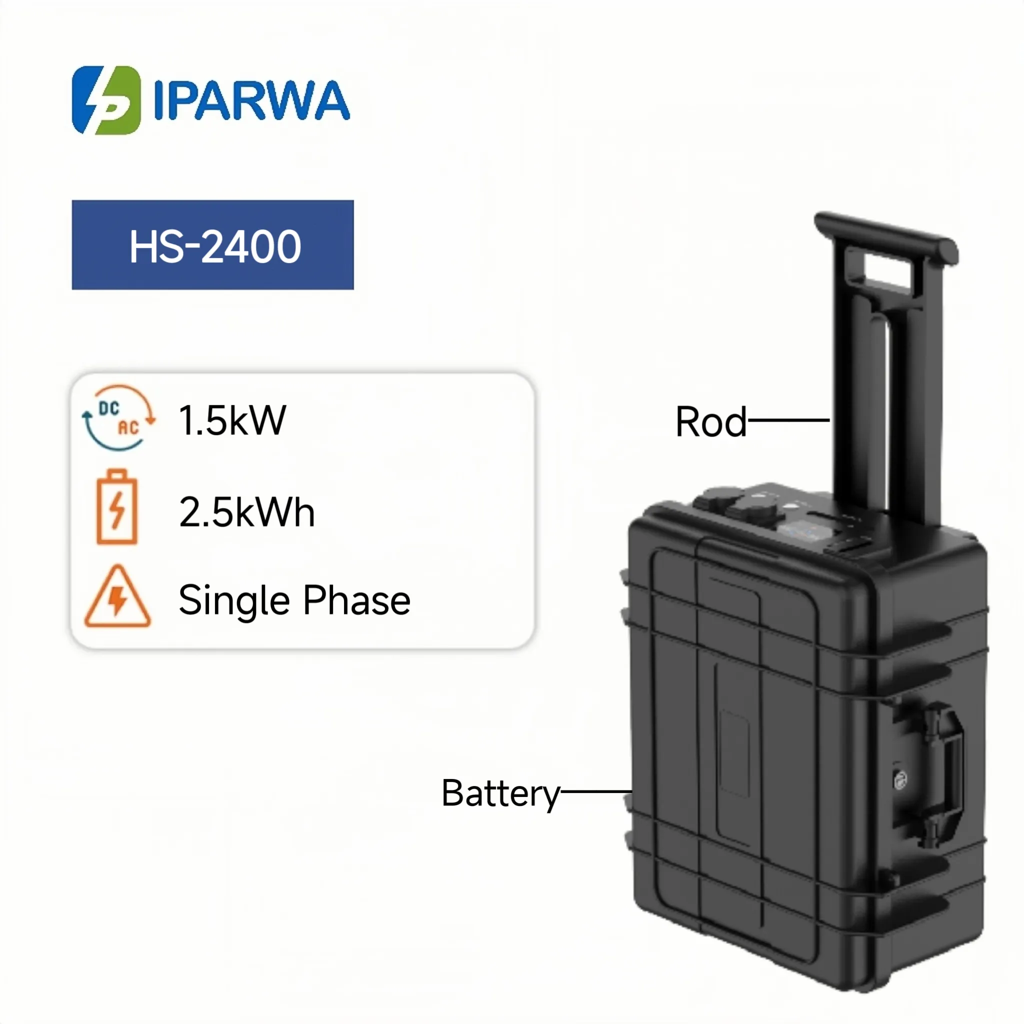 Station d'alimentation IPARWA avec tige Système d'énergie solaire extérieur portable à batterie au lithium HS2400 avec panneau solaire