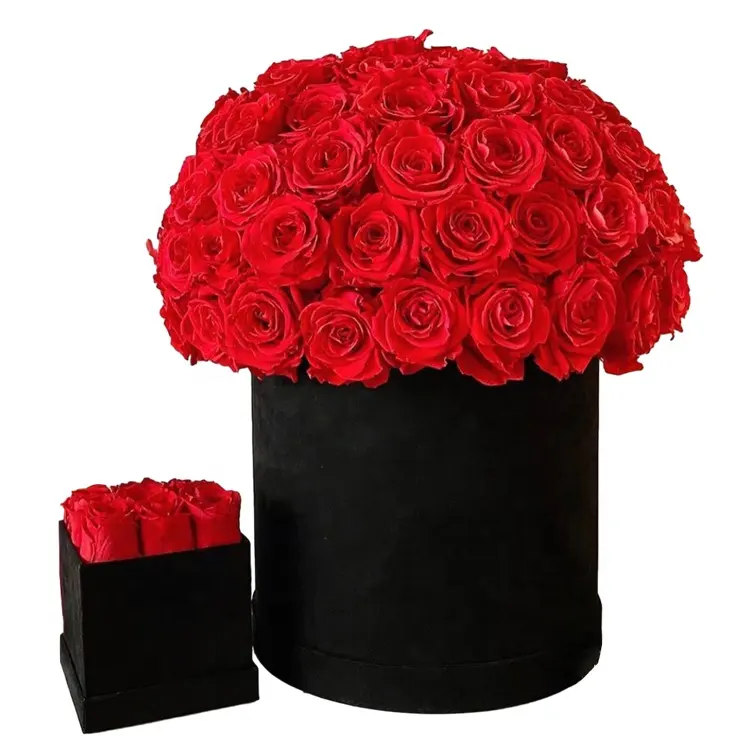 Hadiah mewah valentine selamanya alami bentuk hati tak terbatas asli hadiah bunga disesuaikan merek merah diawetkan selamanya mawar dalam kotak