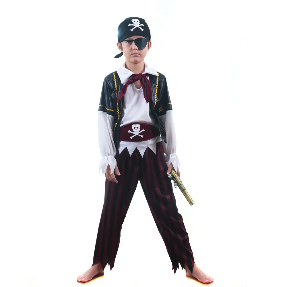 Bambini Cute Pirate Captain Costumes Boy Cosplay Carnival Party Dress Up Pirate Role Play costume