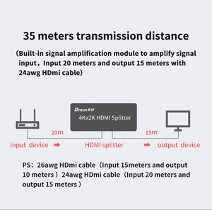 Dtech High Speed OEM ODM 4K @ 30Hz <strong>HDMI</strong> <strong>Splitter</strong> Support <strong>HDMI</strong> <strong>1</strong>.4 Standard <strong>1</strong> <strong>Input</strong> Port <strong>2</strong> <strong>Output</strong> Port <strong>Splitter</strong>
