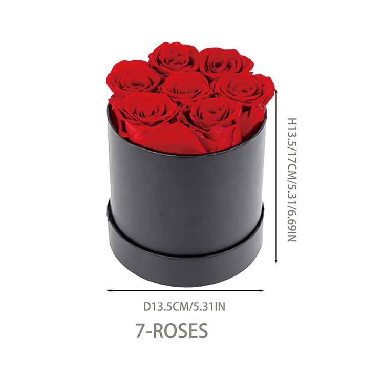 7 Roses In Round Box