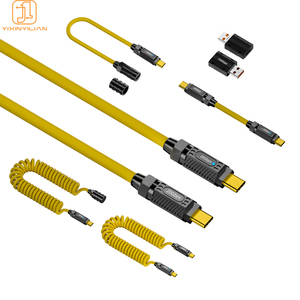 2024新款设计USB C公到C型母数据线20Gbps 140W移动笔记本电脑快速充电弹簧电缆充电电缆